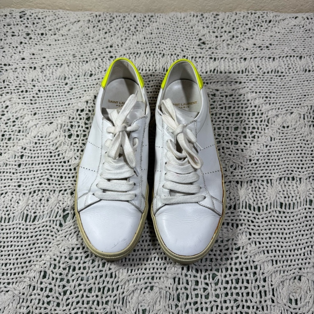 Saint Laurent Court Classic Leather Sneakers Size 38 1/2 - Picture 2 of 9
